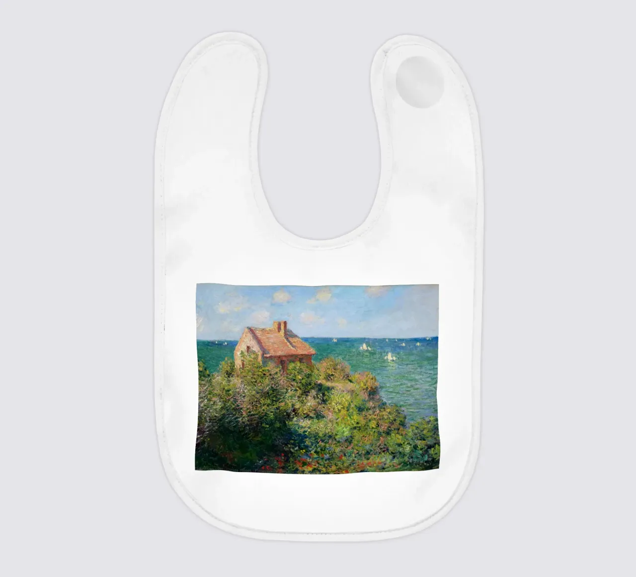 a stone hut on a cliff baby bib by SMG Store