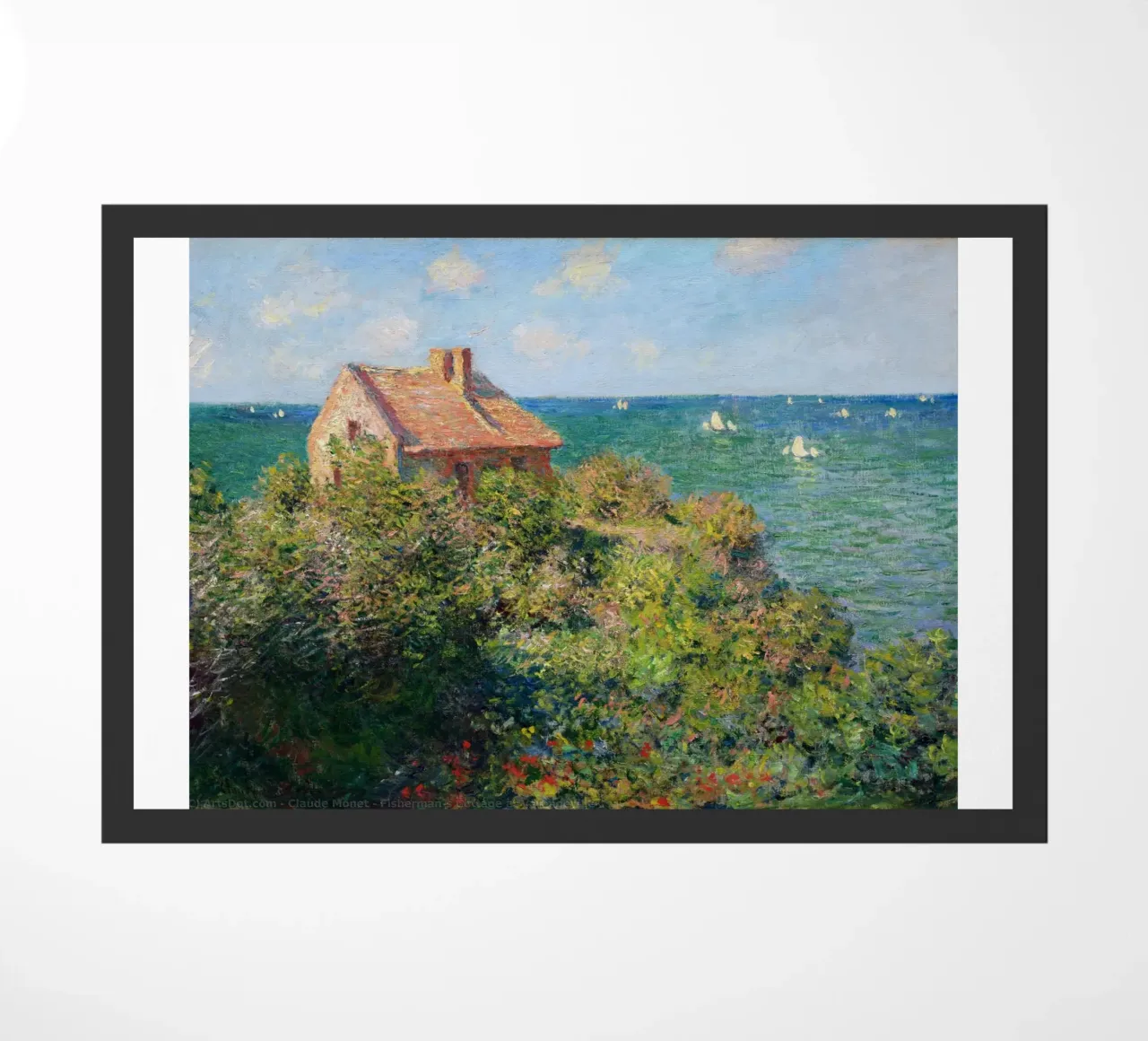a stone hut on a cliff doormat by SMG Store