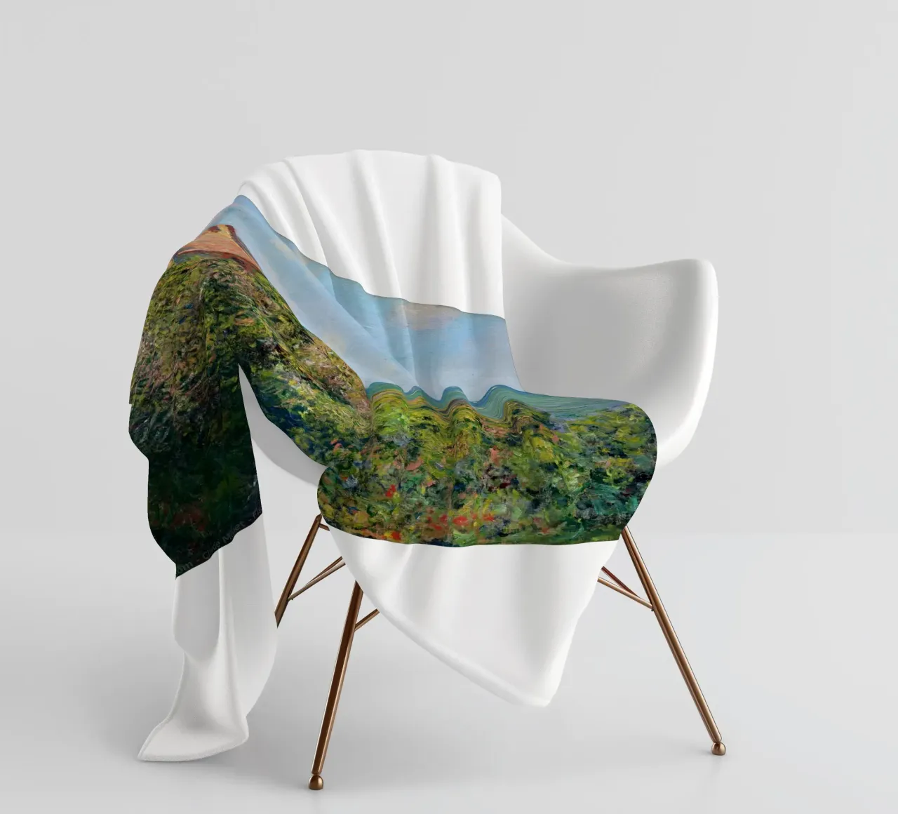 a stone hut on a cliff fleece blanket by SMG Store