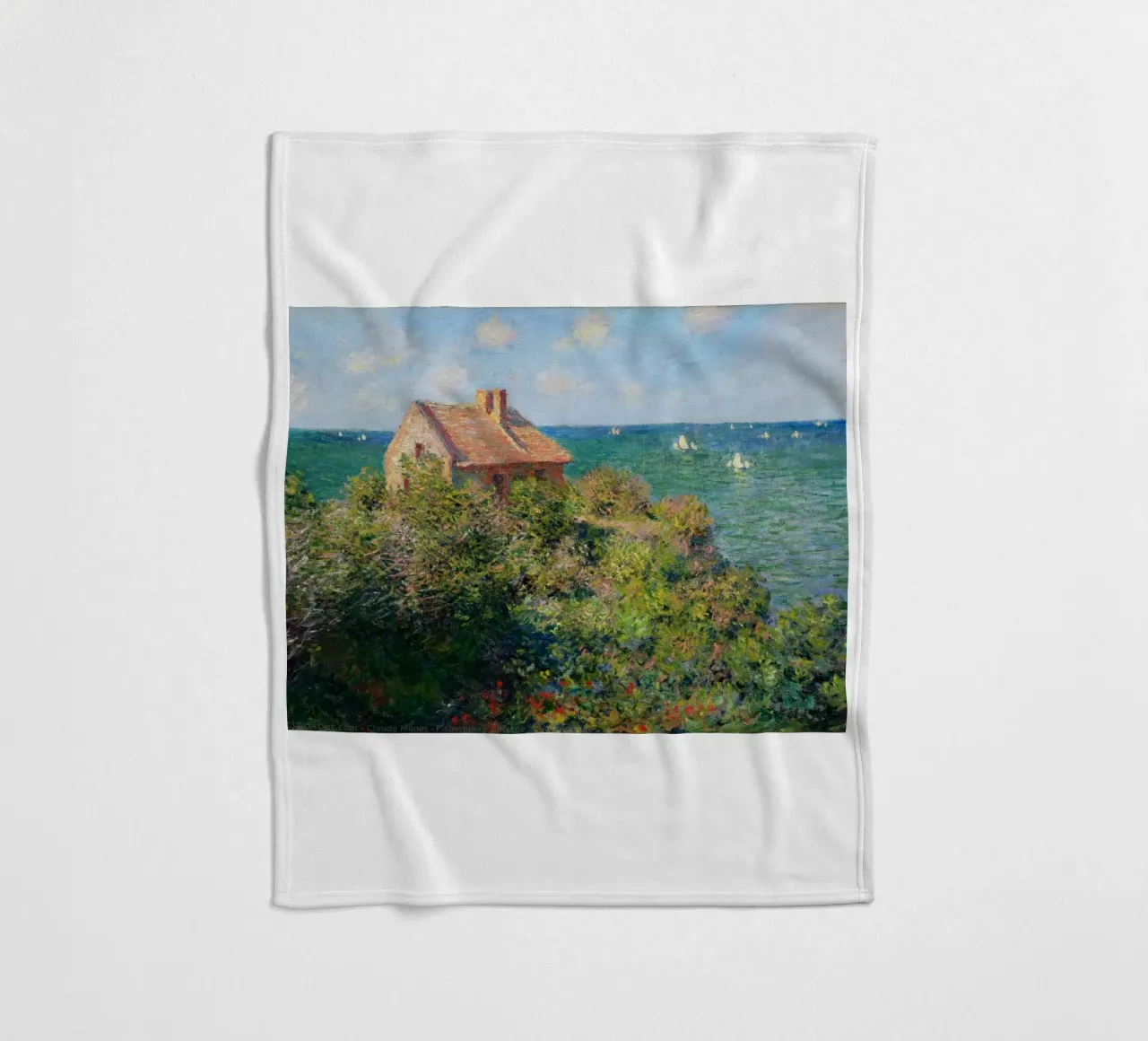 a stone hut on a cliff fleece blanket by SMG Store