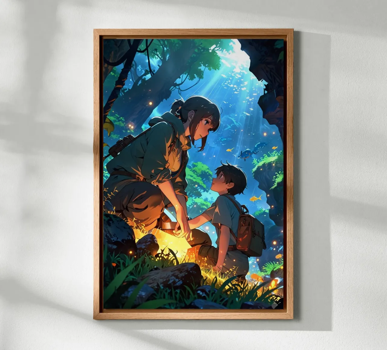 cover photo of sam & leo finding a treasure canvas with Floater frame by van hellen