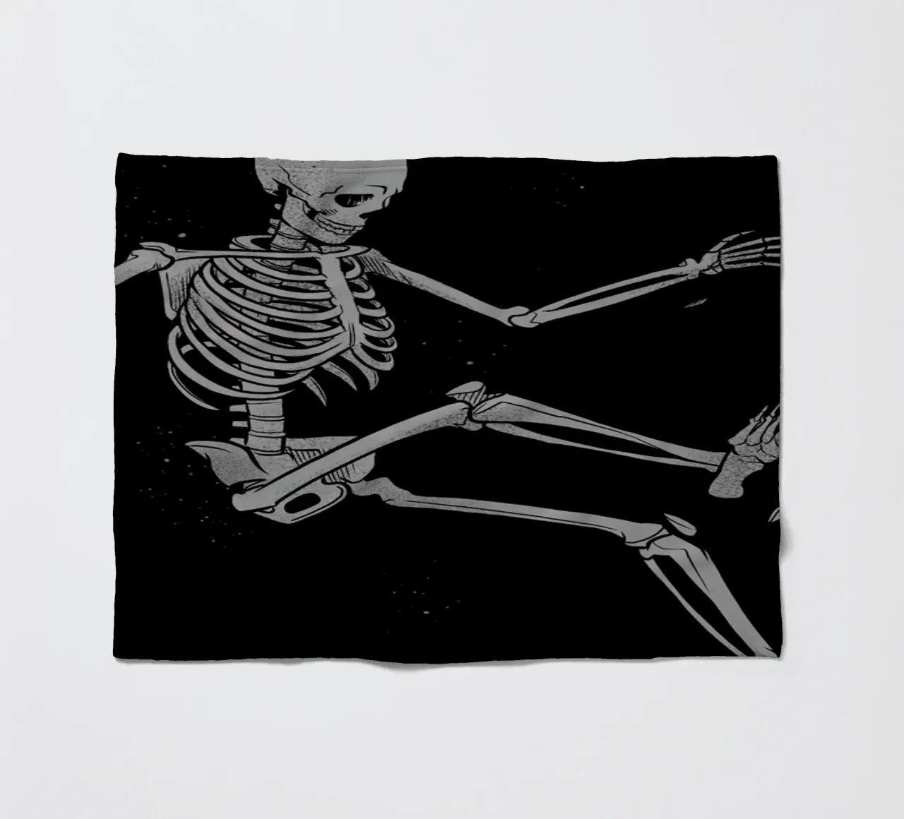 Skeleton Flowting On Space fleece blanket by Tobe Fonseca