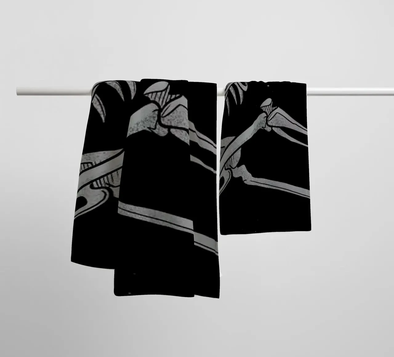 Skeleton Flowting On Space towel by Tobe Fonseca