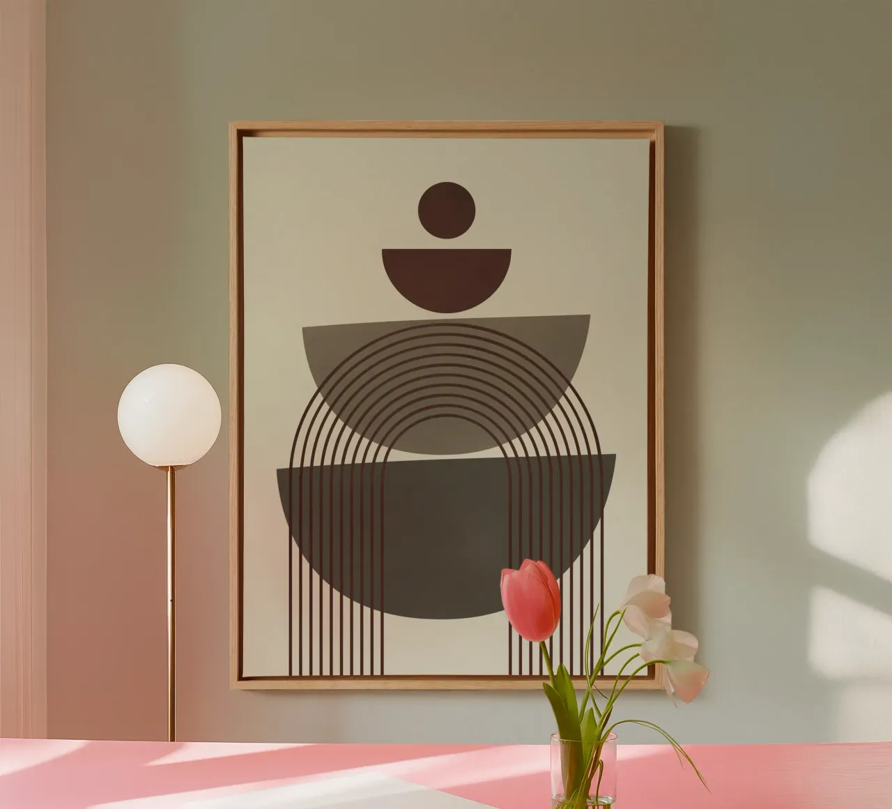 Plain mid century canvas with Floater frame by Little Dean