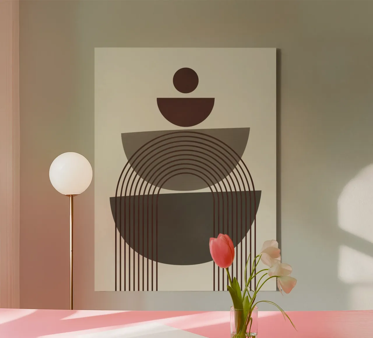 Plain mid century canvas with Floater frame by Little Dean