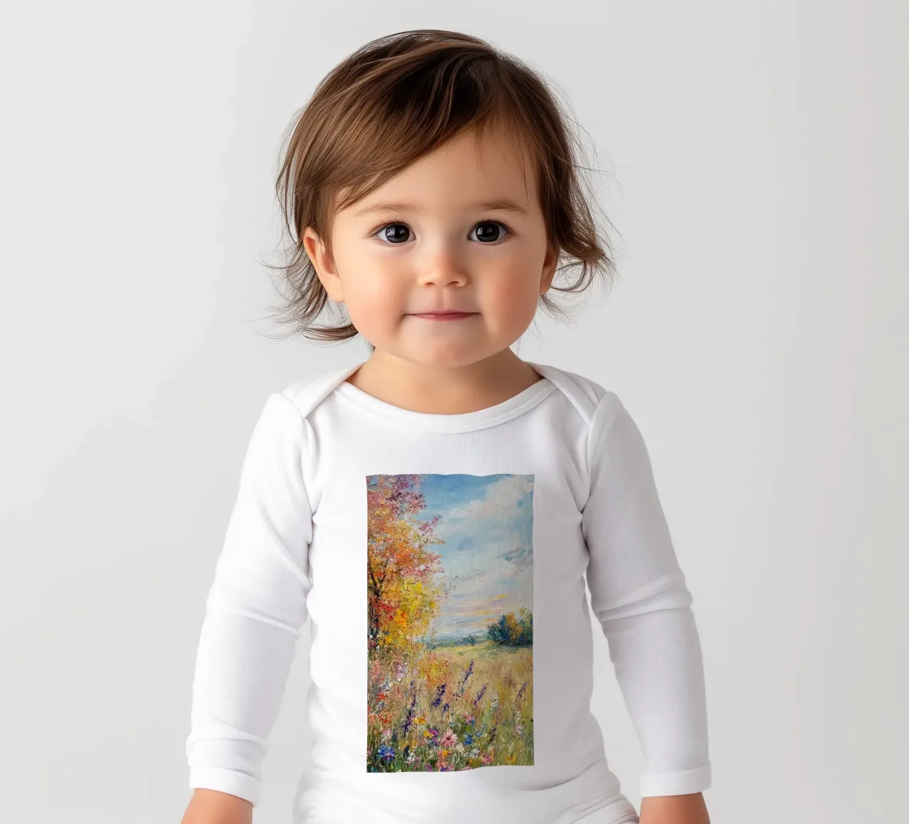 große Wiese mit Wildblumen Langarm Babybody von SMG Store