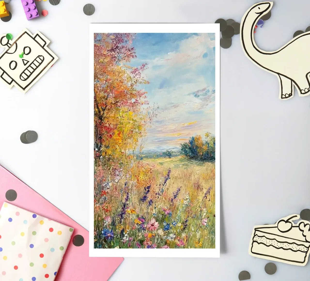 vasto prato con fiori selvatici foglio adesivo da SMG Store