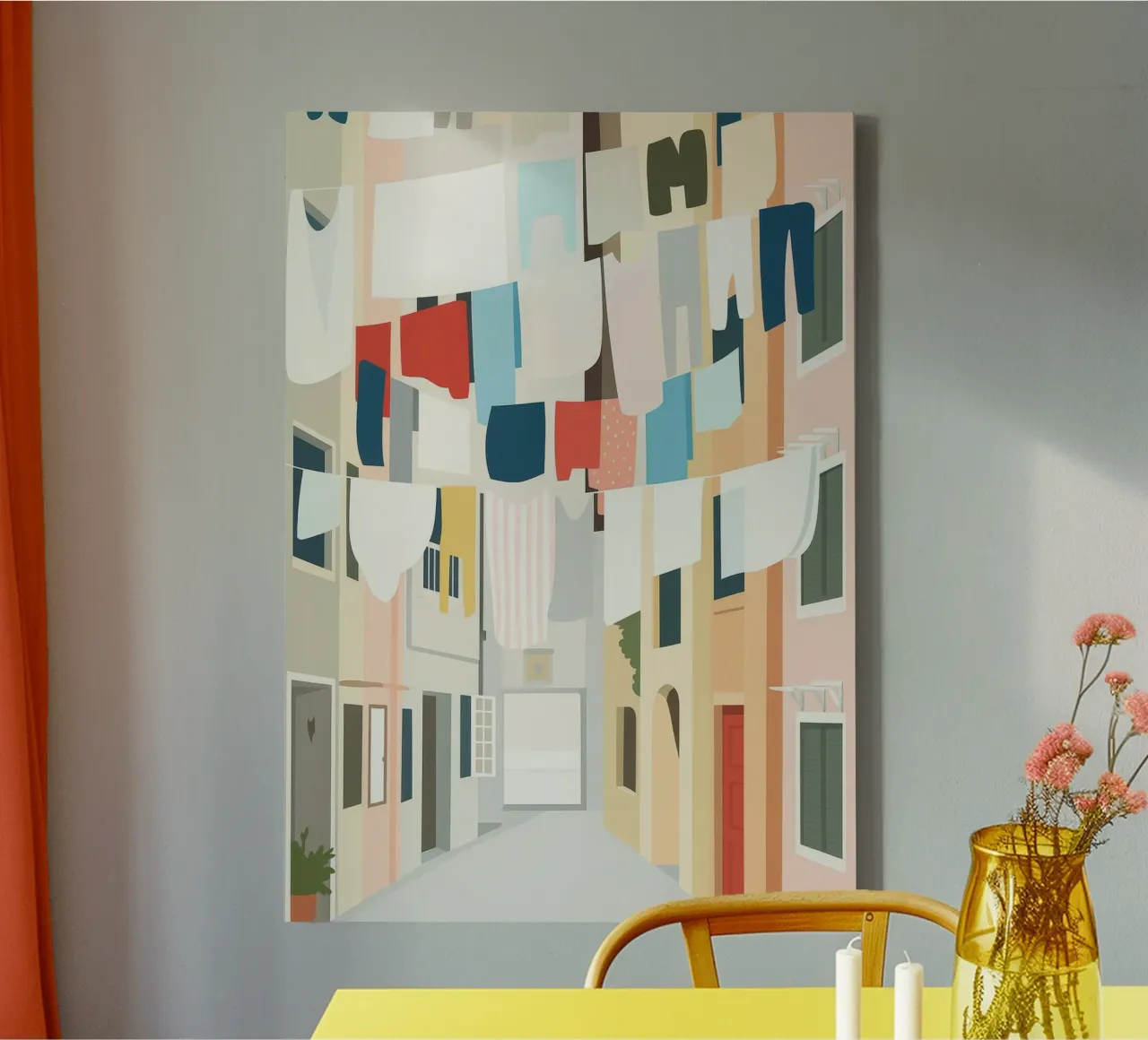 Laundry Hanging in the Breeze canvas with Floater frame by Attaboy Dsgn