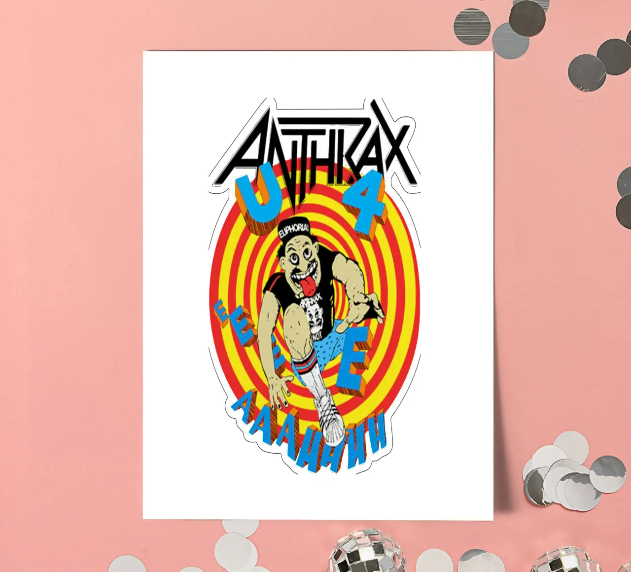 Retro Anthrax Band 90s sticker sheet by https://www.juniqe.com/uk/shop/Henndraws