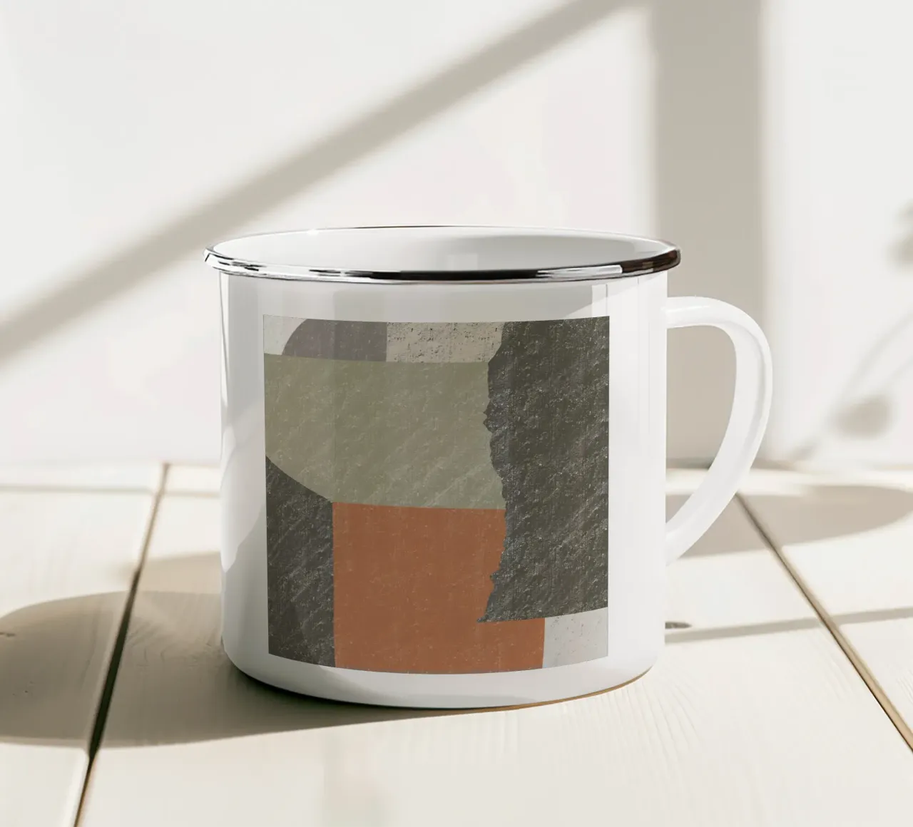Texturierte große abstrakte Emaille Tasse von Little Dean