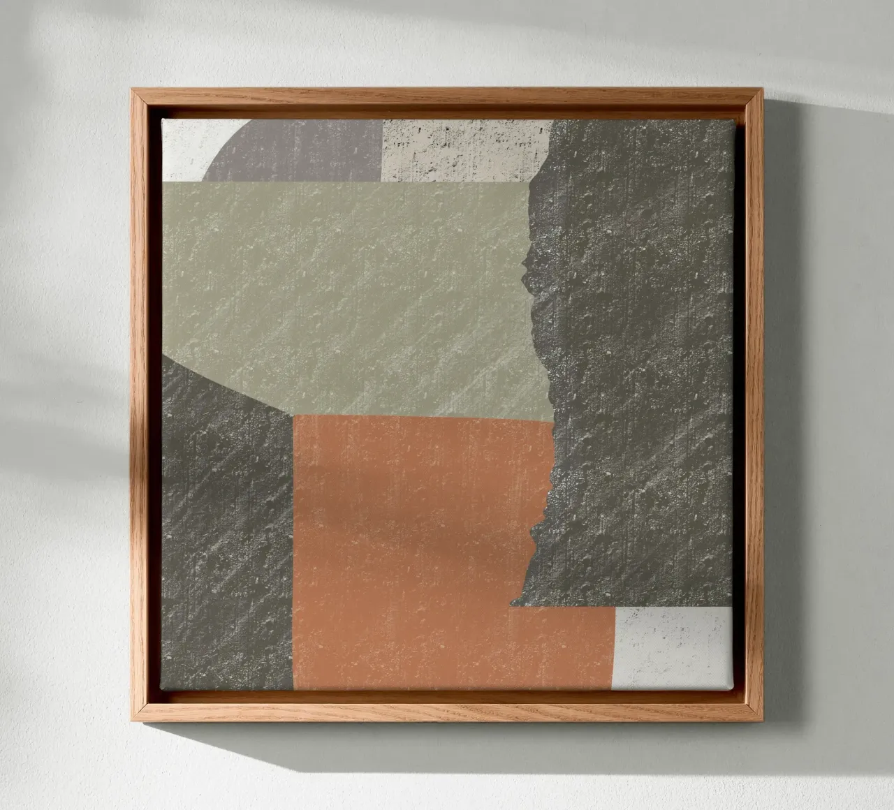 Texturierte große abstrakte Leinwand mit Schattenfugenrahmen von Little Dean