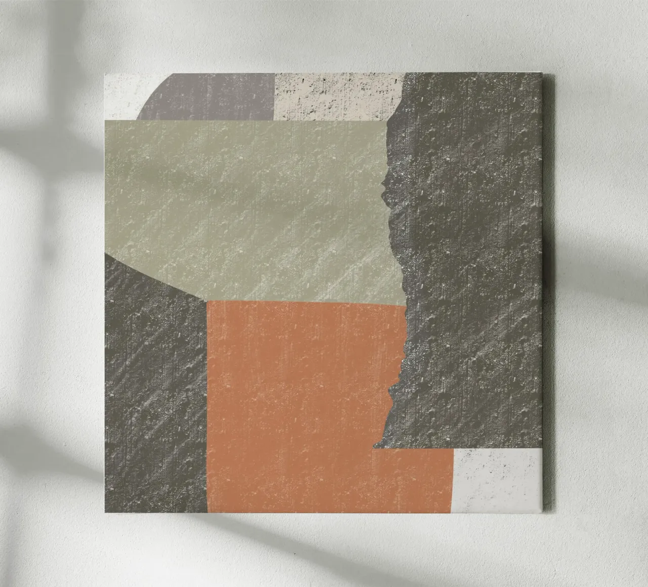 Texturierte große abstrakte Leinwand mit Schattenfugenrahmen von Little Dean