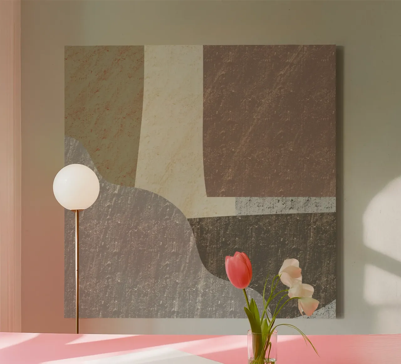 Grande astratto strutturato 02 tela con Cornice a cassetta da Little Dean