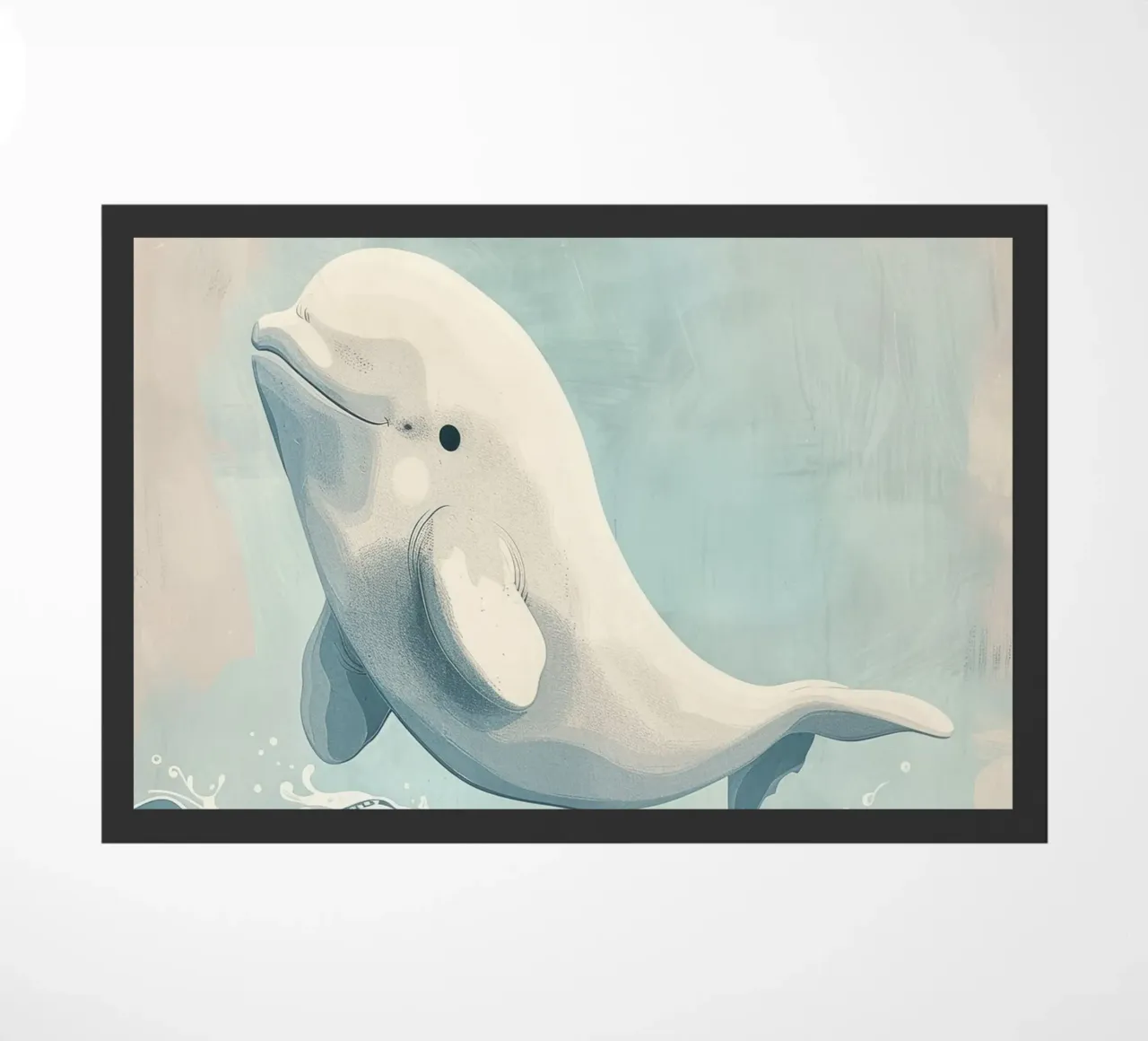 Un ritratto stravagante di una balena beluga che nuota giocosamente zerbino da DesignDoodle
