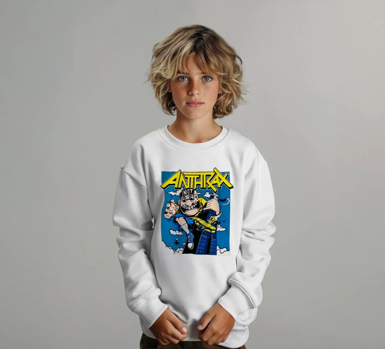 Stile classico dei cartoni animati - Anthrax Band felpa bambino da https://www.juniqe.com/uk/shop/Henndraws