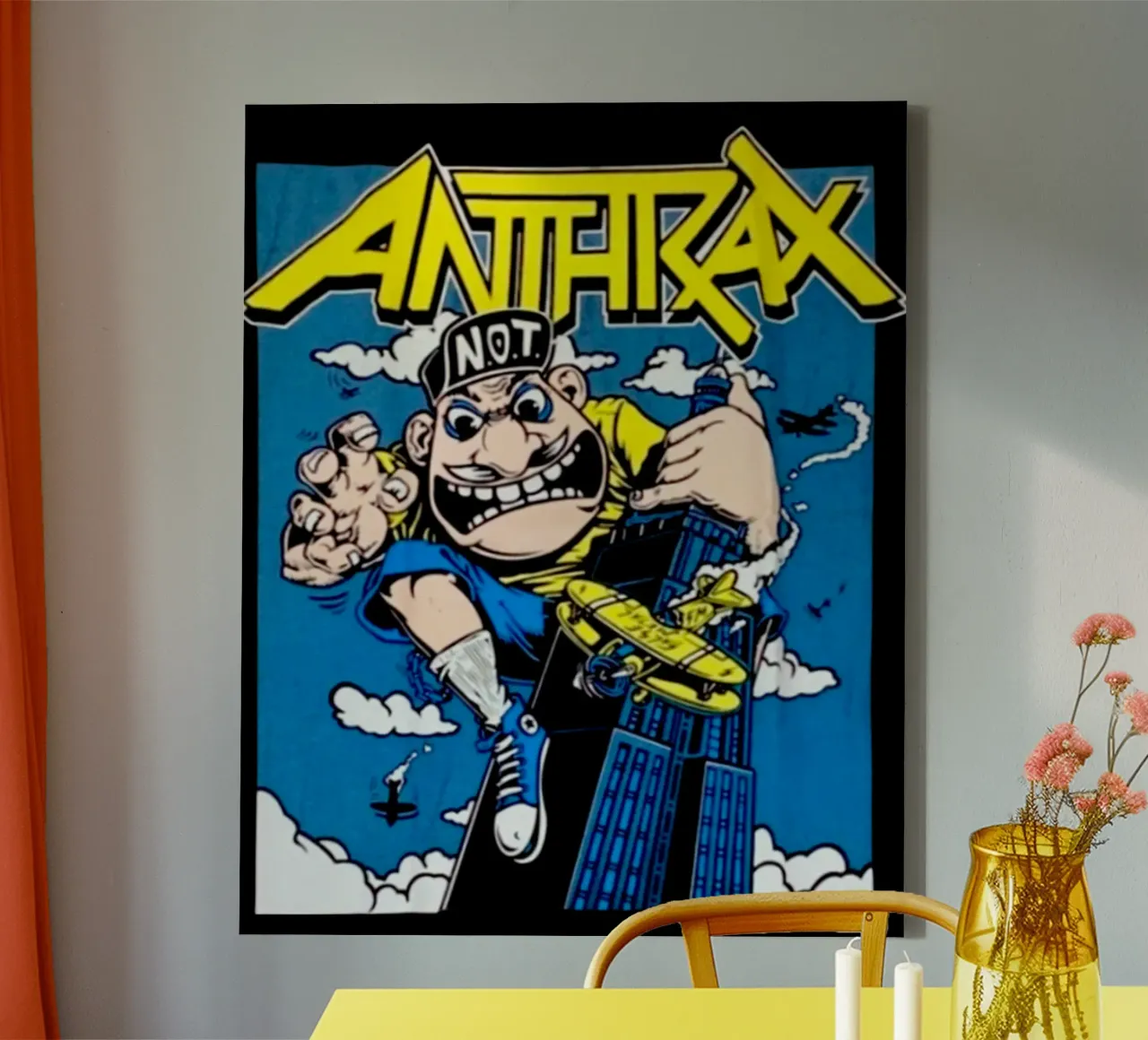 Stile classico dei cartoni animati - Anthrax Band tela con Cornice a cassetta da https://www.juniqe.com/uk/shop/Henndraws