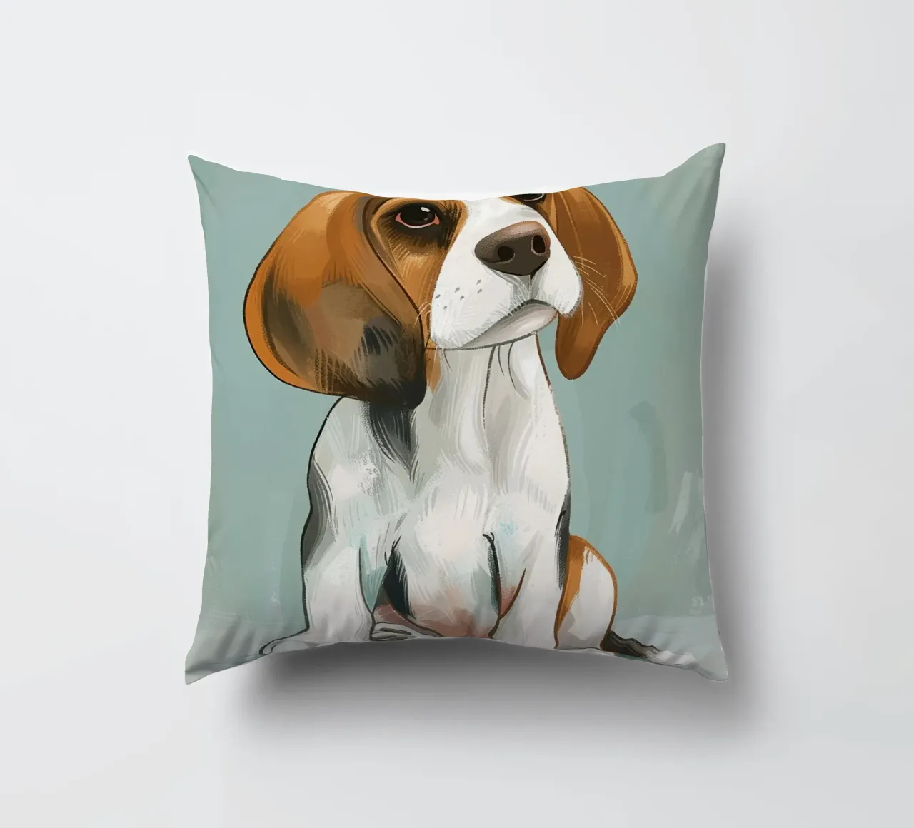 A charming portrait of a beagle, capturing its innocence decorative cushion by DesignDoodle