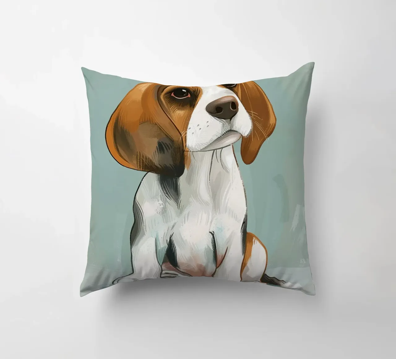 A charming portrait of a beagle, capturing its innocence decorative cushion by DesignDoodle