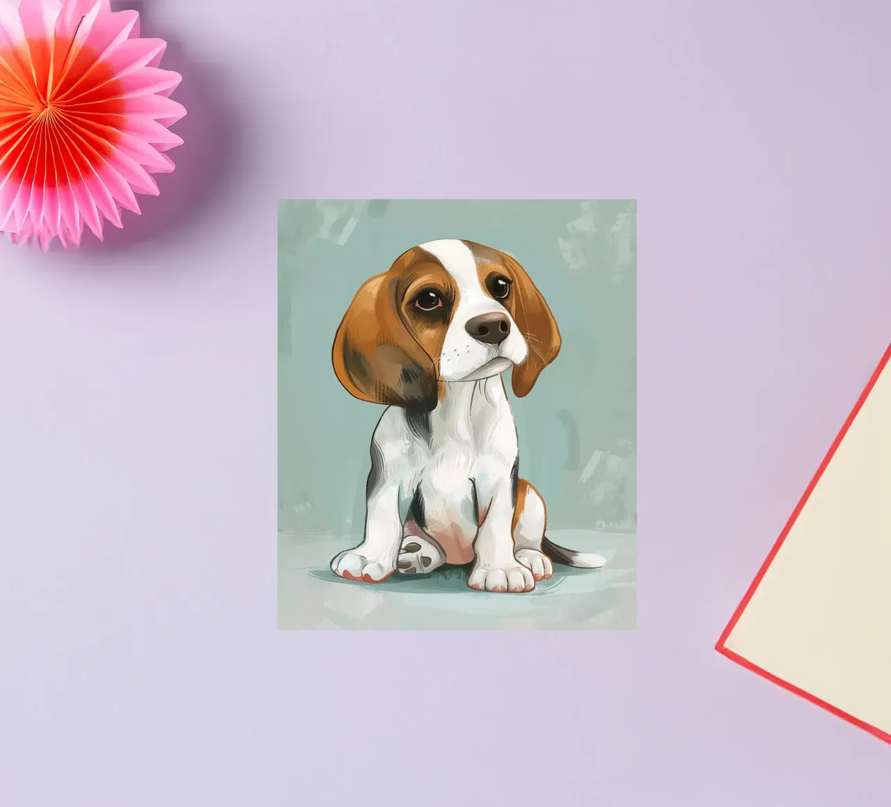 A charming portrait of a beagle, capturing its innocence sticker by DesignDoodle