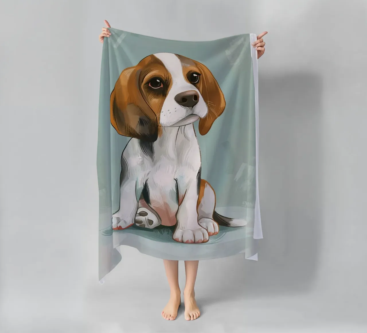 A charming portrait of a beagle, capturing its innocence beach towel by DesignDoodle
