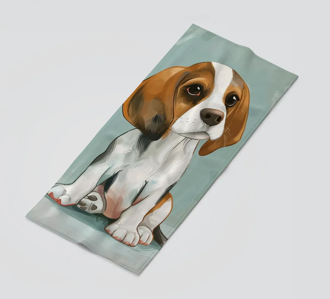 A charming portrait of a beagle, capturing its innocence beach towel by DesignDoodle