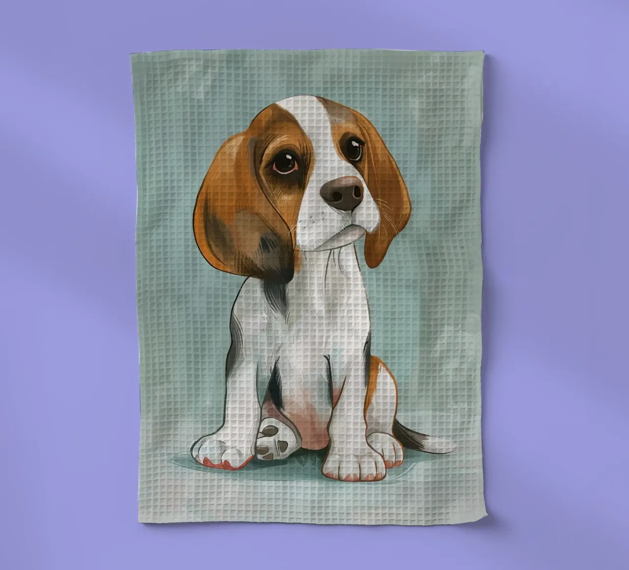 Un charmant portrait d'un beagle, capturant son innocence torchon de DesignDoodle
