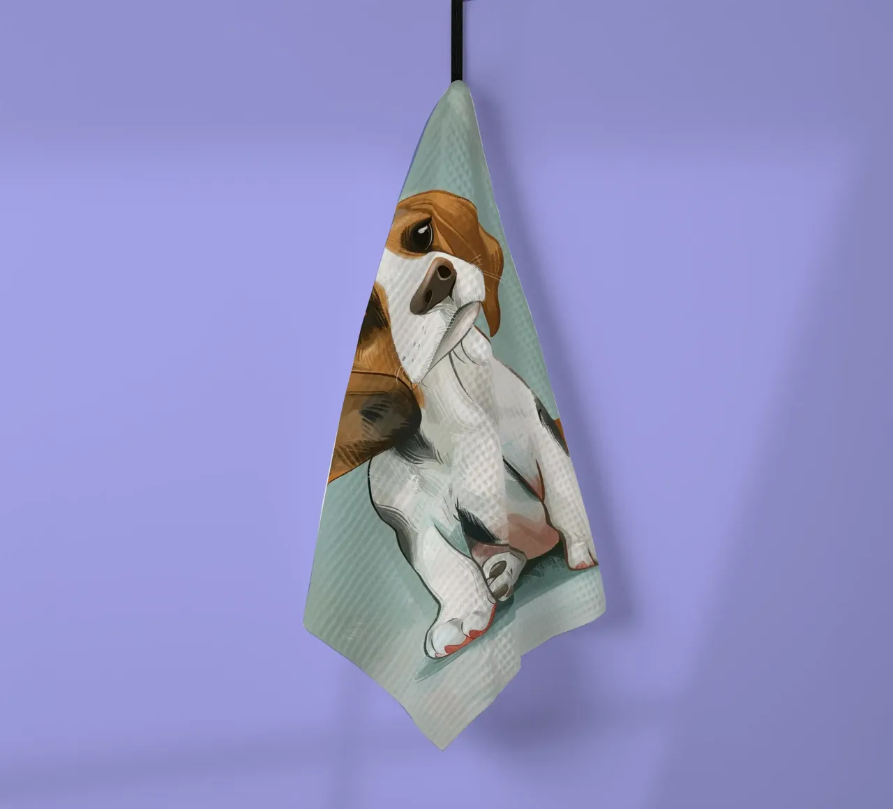 Un charmant portrait d'un beagle, capturant son innocence torchon de DesignDoodle
