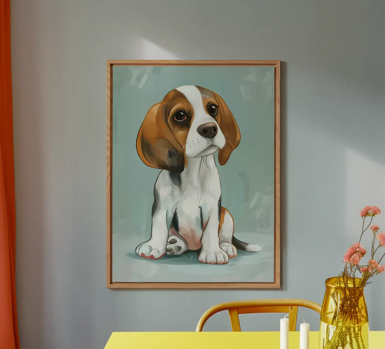 A charming portrait of a beagle, capturing its innocence alu-dibond by DesignDoodle