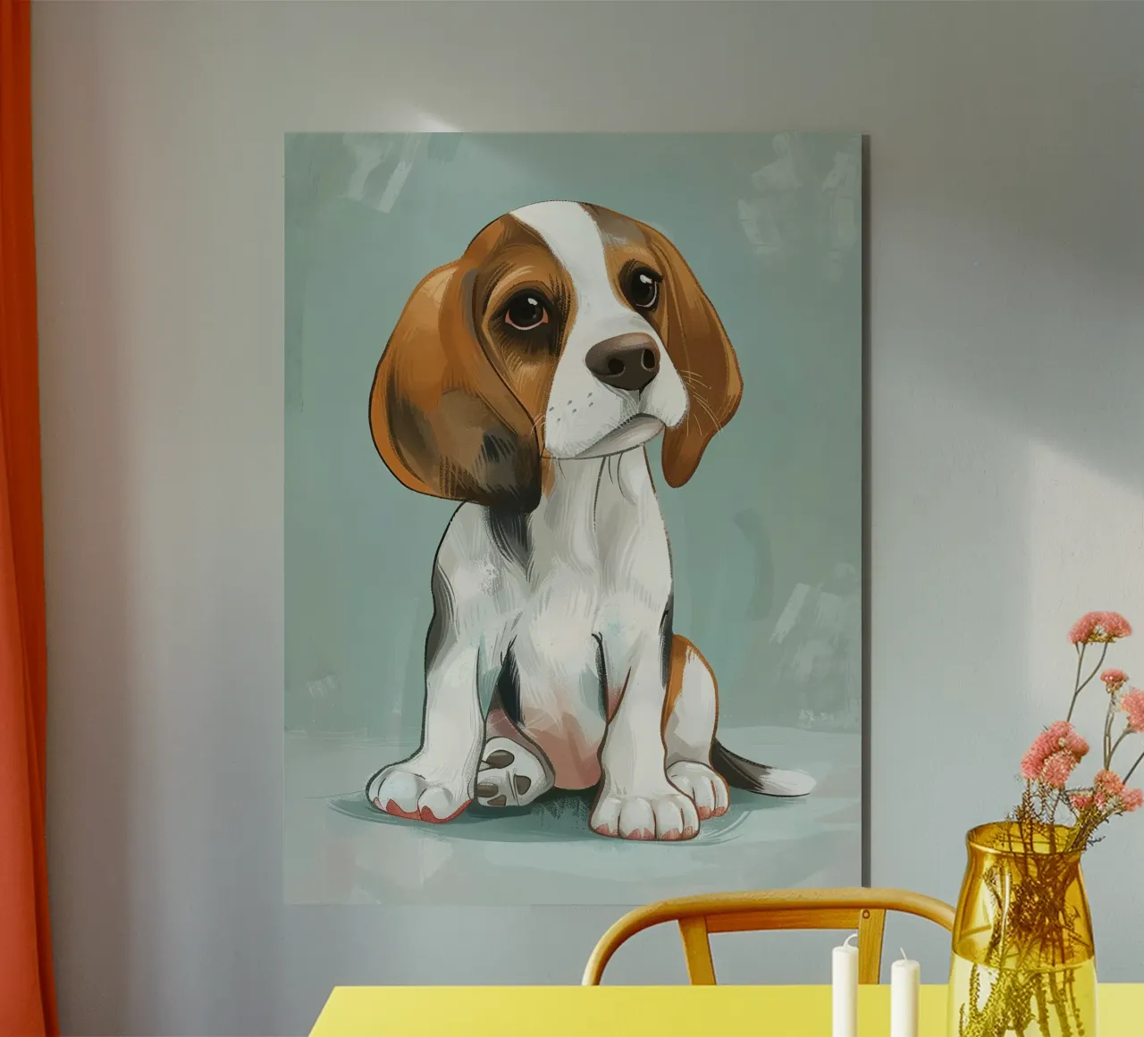 A charming portrait of a beagle, capturing its innocence alu-dibond by DesignDoodle