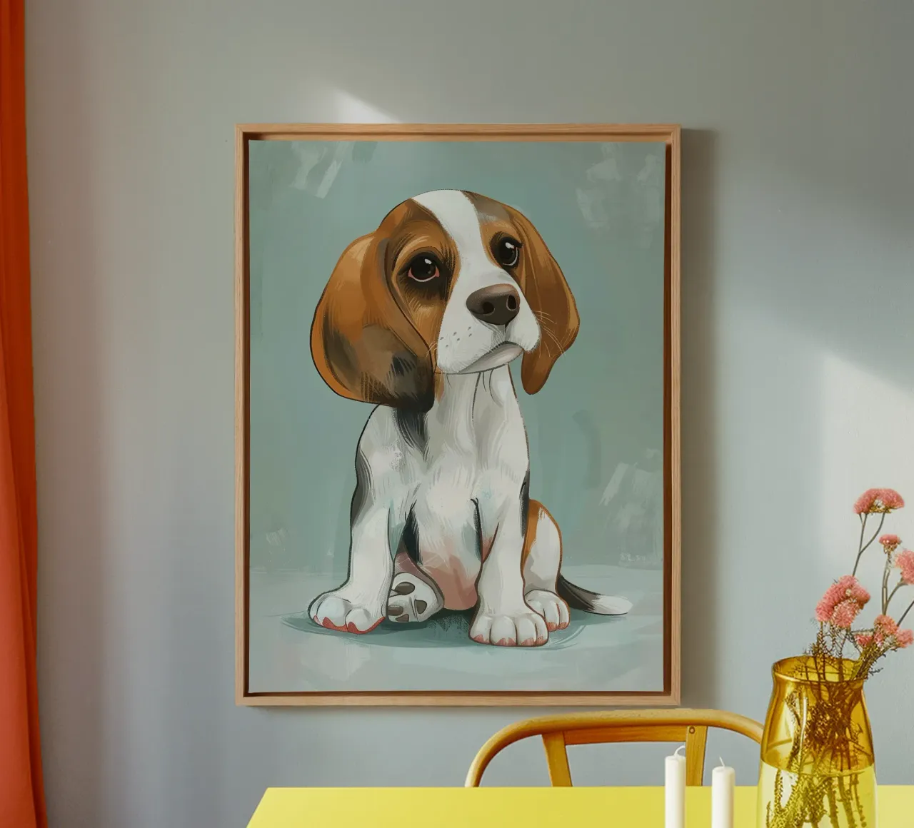 A charming portrait of a beagle, capturing its innocence canvas by DesignDoodle