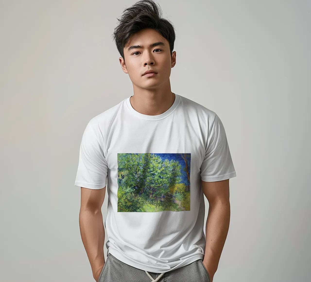 Lilac Bush (1889) by Vincent van Gogh t-shirt by Van Gogh Prints