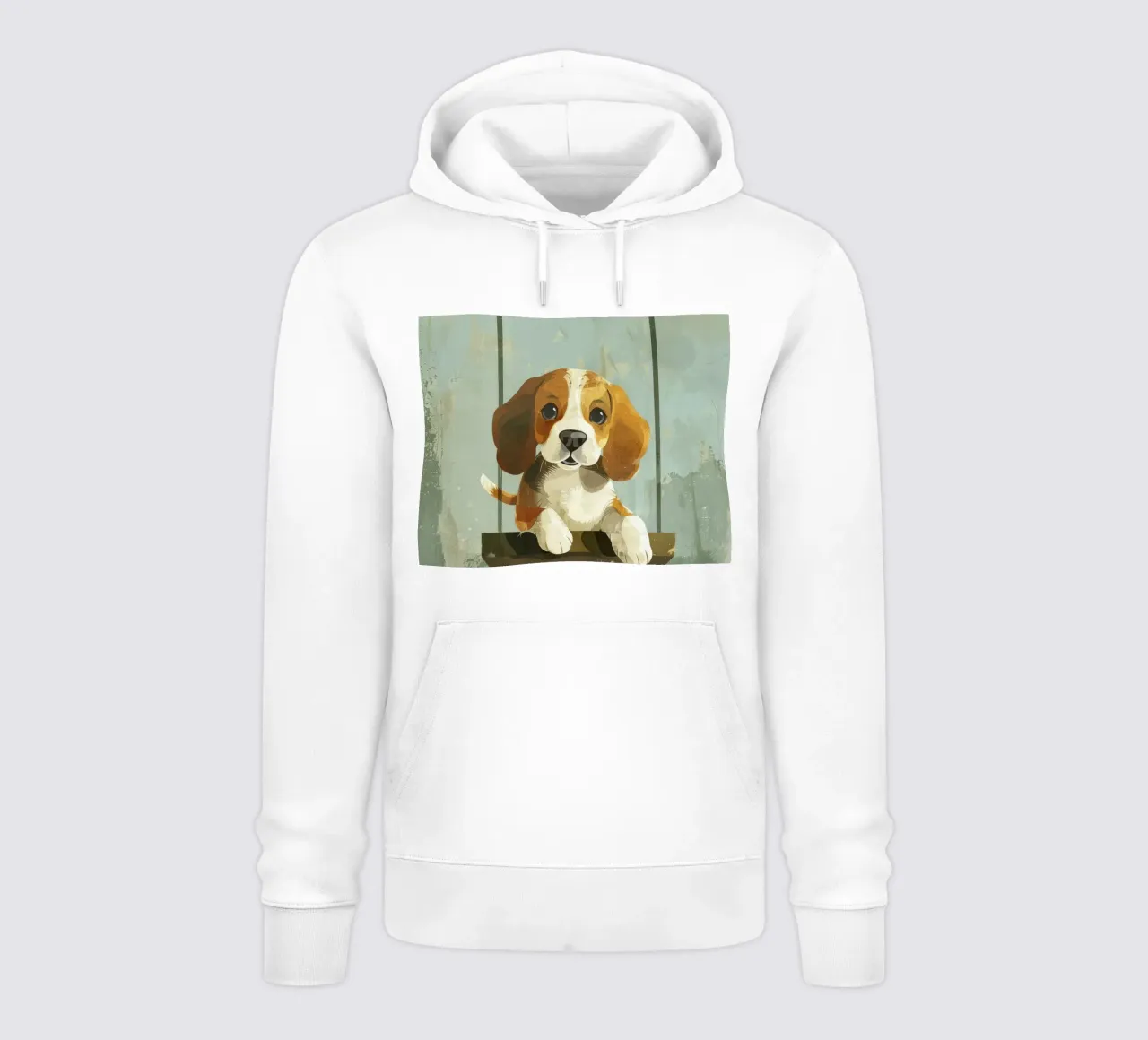 Un beagle giocherellone che si gode un giro in altalena, irradiando gioia felpa con cappuccio da DesignDoodle