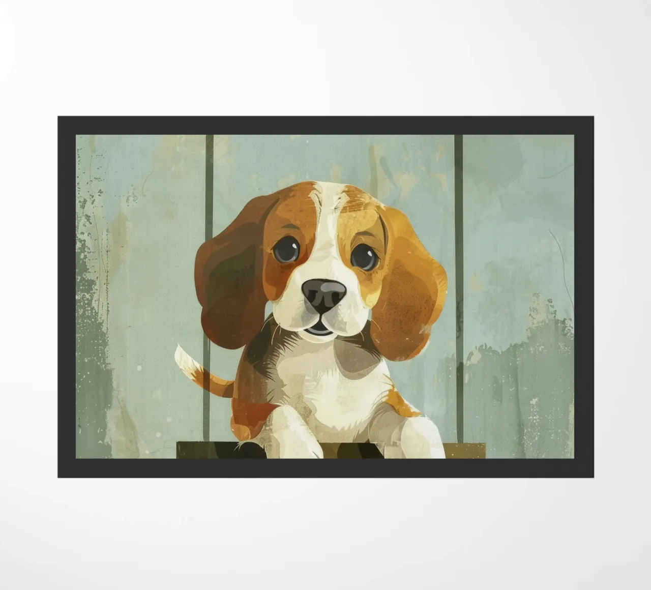 Un beagle giocherellone che si gode un giro in altalena, irradiando gioia zerbino da DesignDoodle