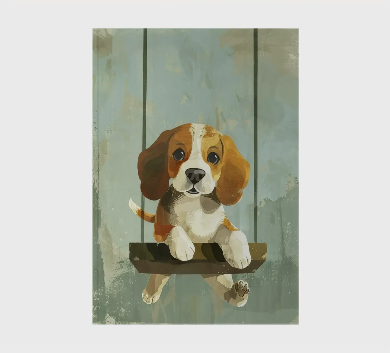 A playful beagle enjoying a swing ride, radiating joy notebook by DesignDoodle