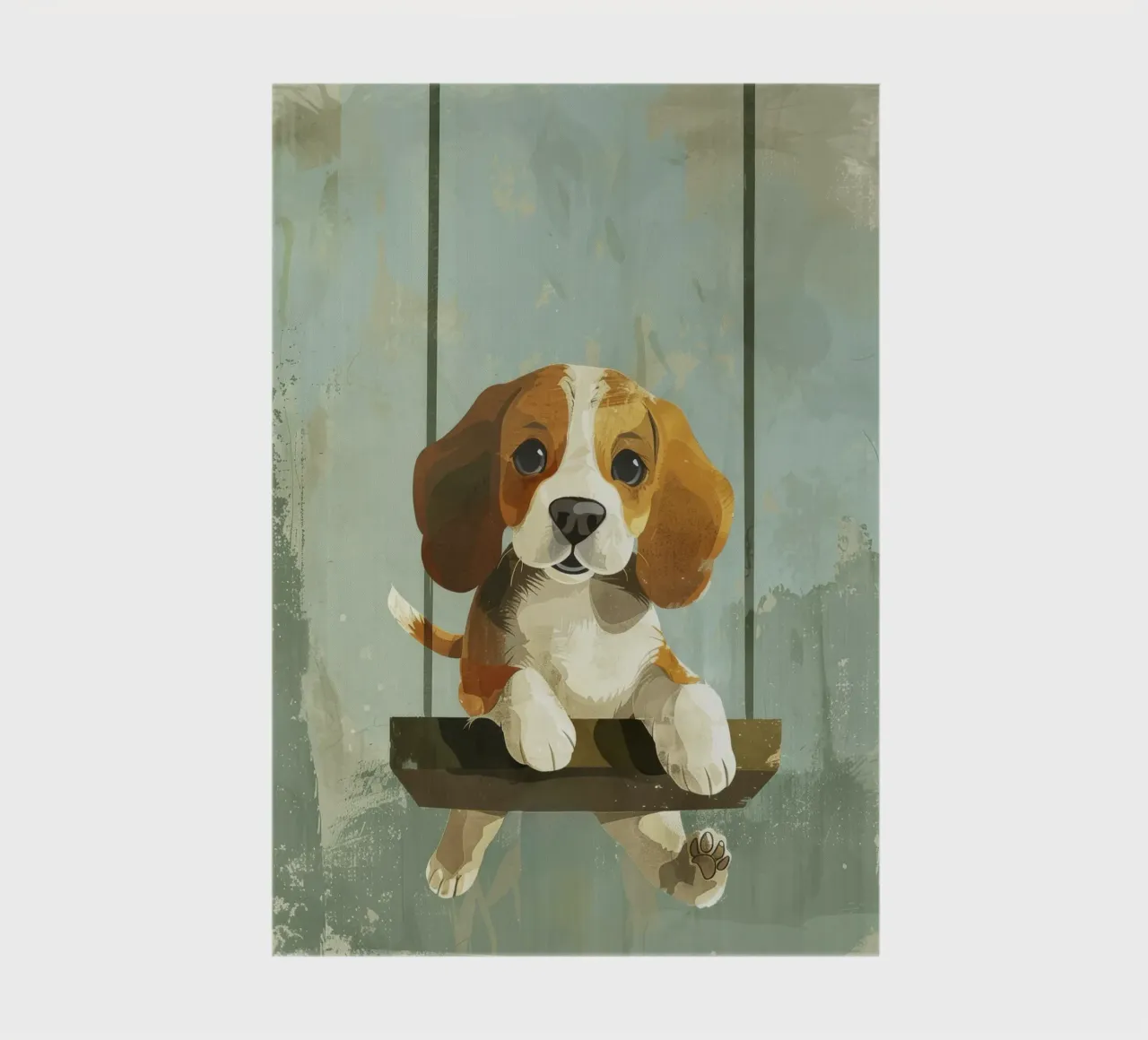 A playful beagle enjoying a swing ride, radiating joy notebook by DesignDoodle