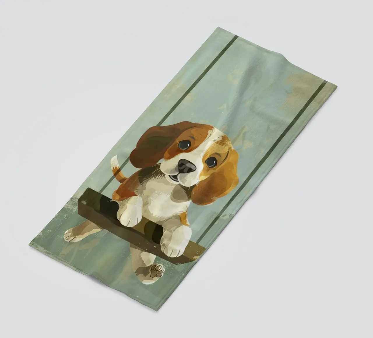 Un beagle giocherellone che si gode un giro in altalena, irradiando gioia telo mare da DesignDoodle