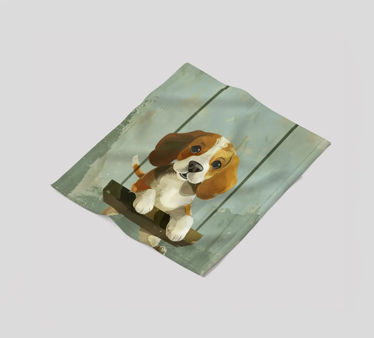 Un beagle giocherellone che si gode un giro in altalena, irradiando gioia coperta in pile da DesignDoodle