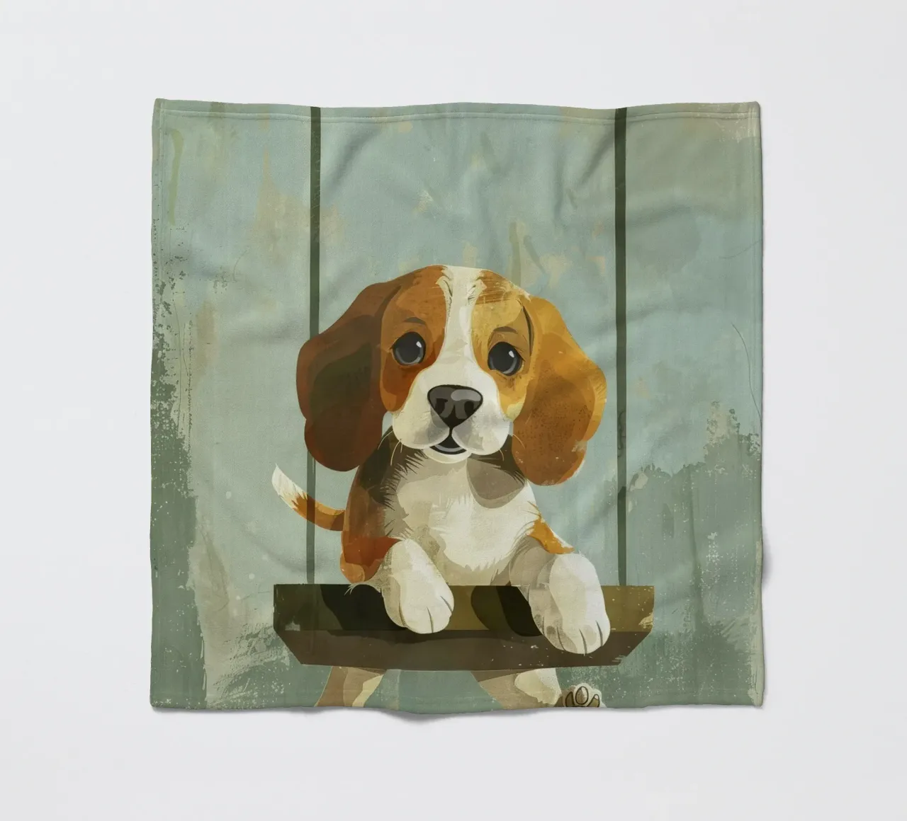 Un beagle giocherellone che si gode un giro in altalena, irradiando gioia coperta in pile da DesignDoodle
