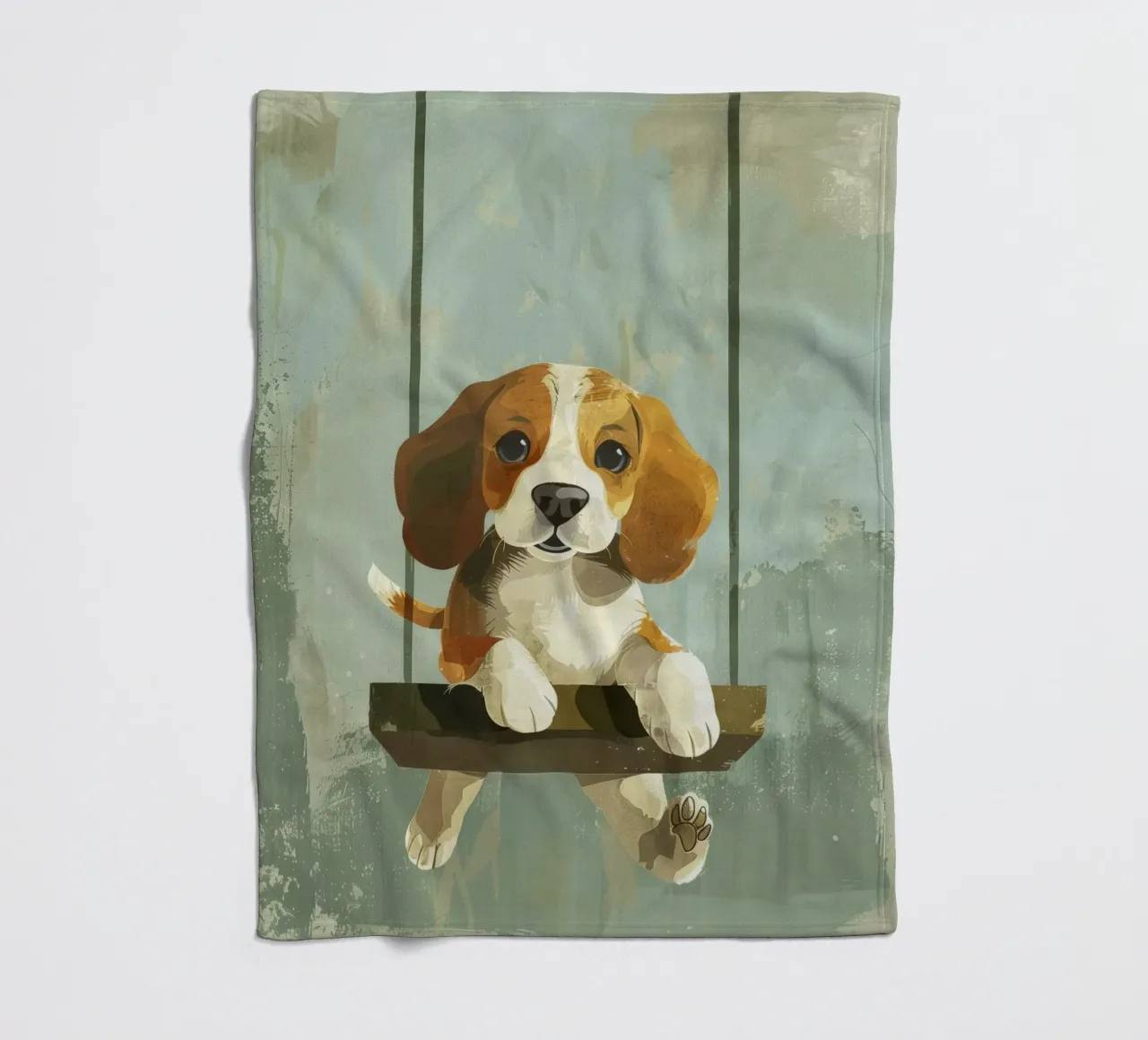 Un beagle giocherellone che si gode un giro in altalena, irradiando gioia coperta in pile da DesignDoodle