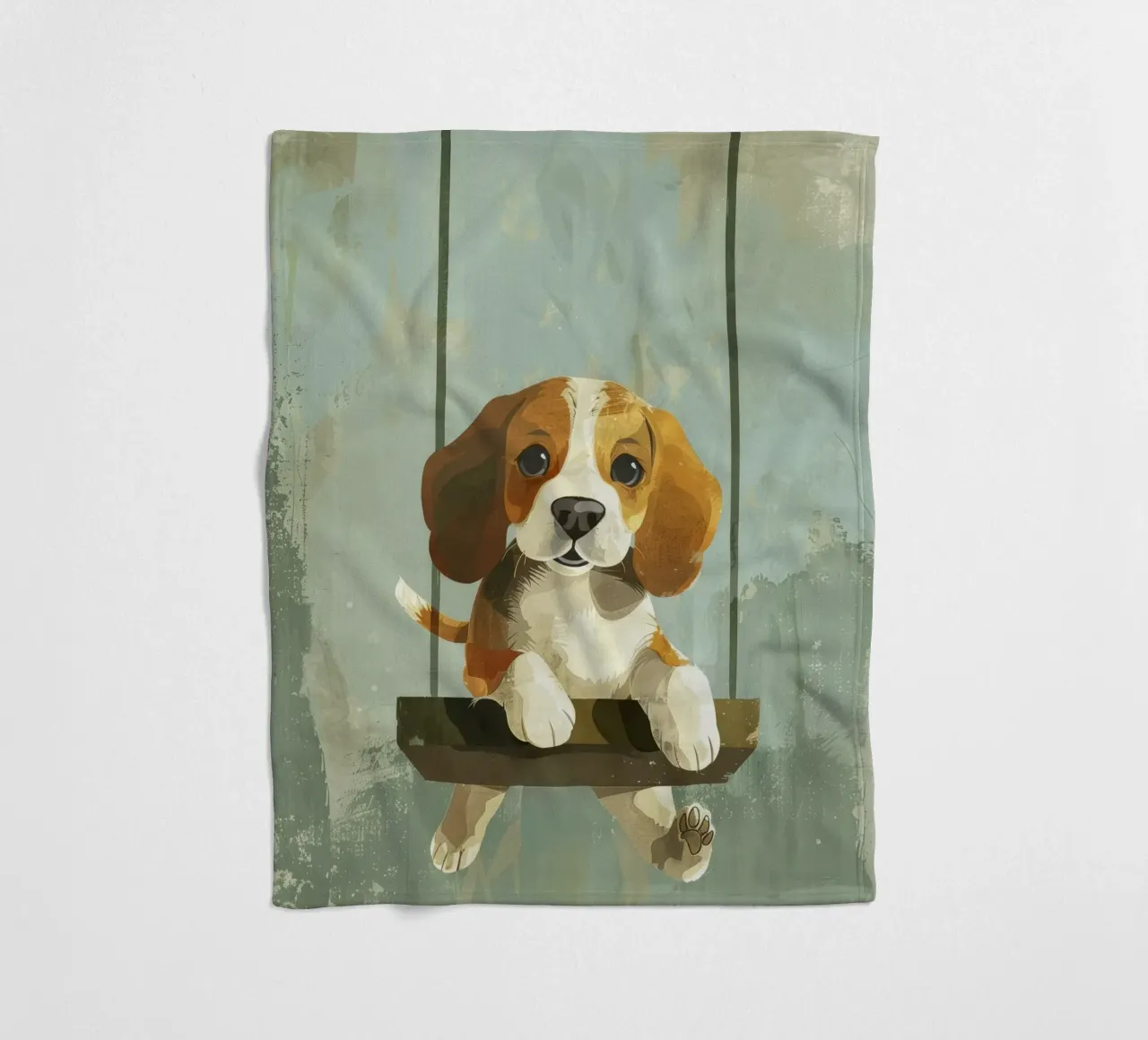 Un beagle giocherellone che si gode un giro in altalena, irradiando gioia coperta in pile da DesignDoodle