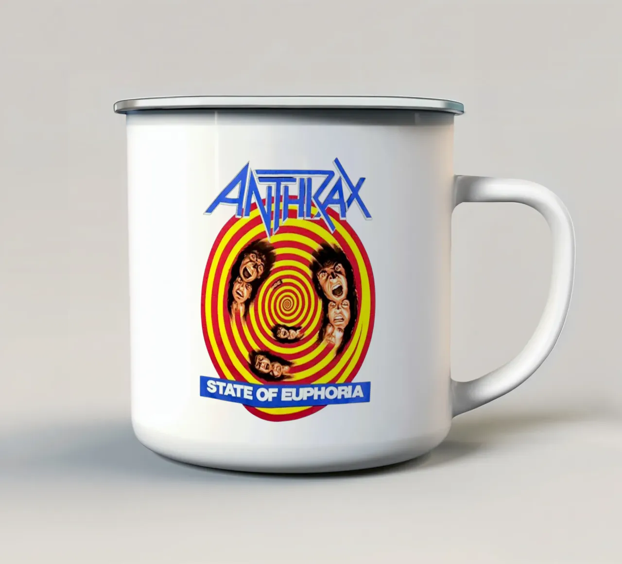 Stile vintage a spirale - Anthrax Band tazza in smalto da https://www.juniqe.com/uk/shop/Henndraws