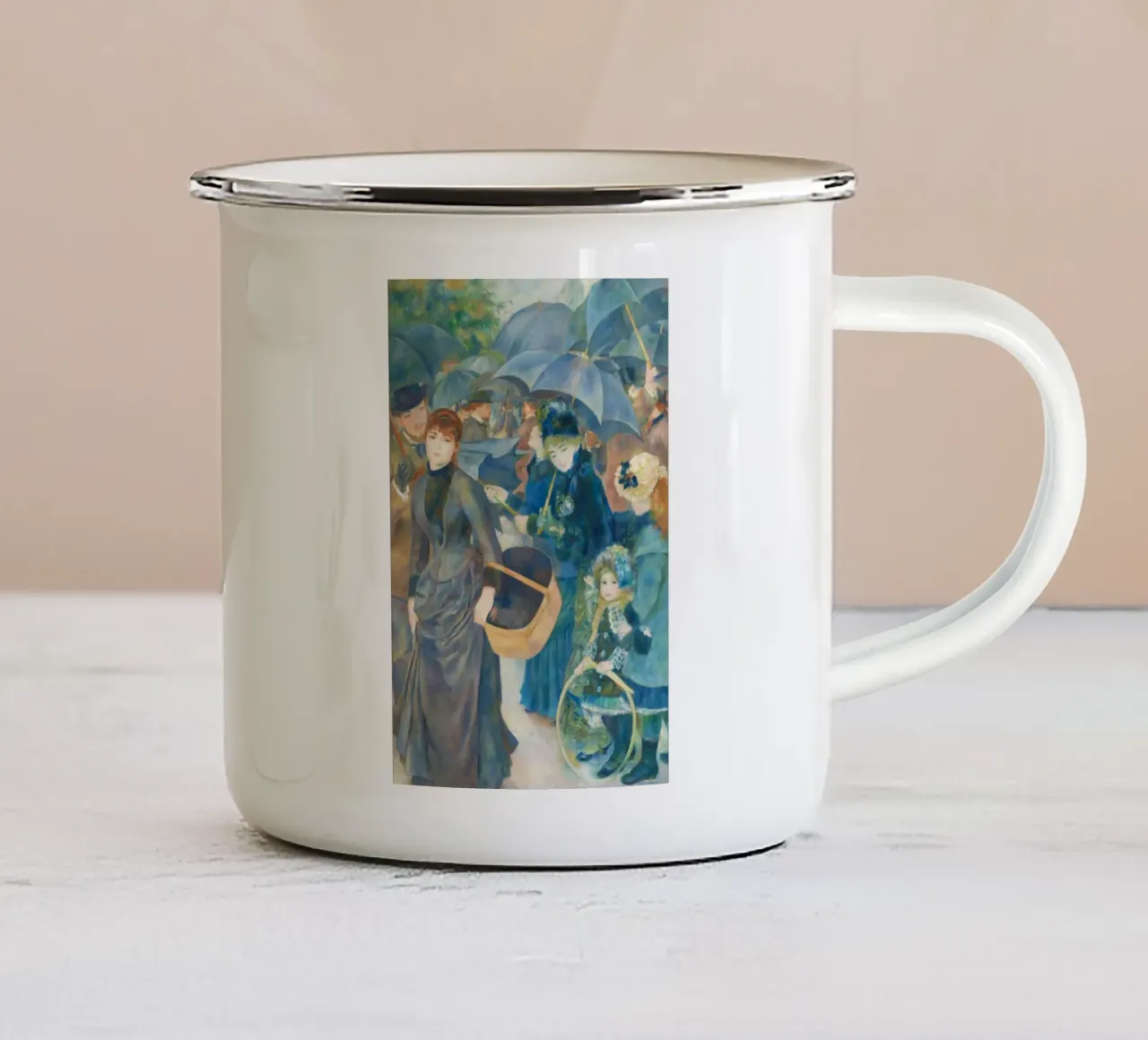 Gli ombrelli di Pierre-Auguste Renoir tazza in smalto da Art History