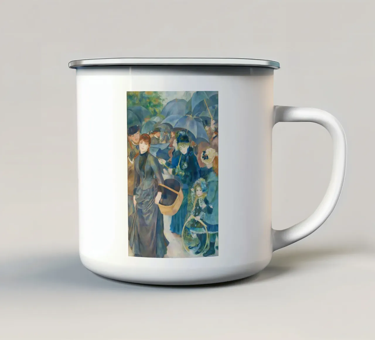 Gli ombrelli di Pierre-Auguste Renoir tazza in smalto da Art History