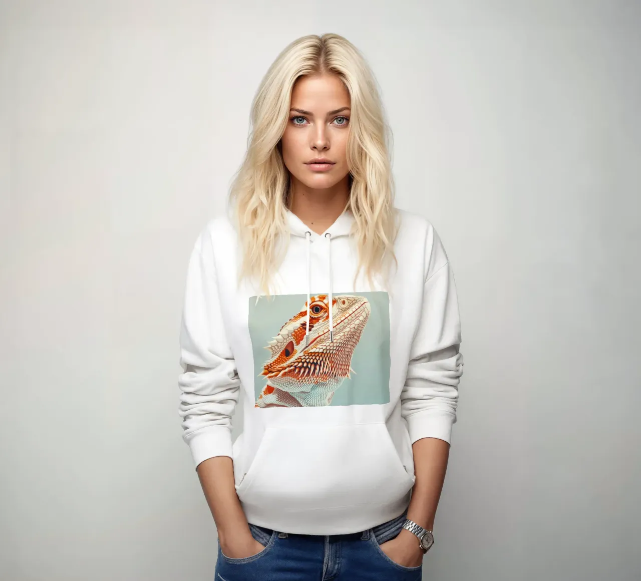 bearded dragon, showcasing its fierce yet beautiful hoodie by DesignDoodle