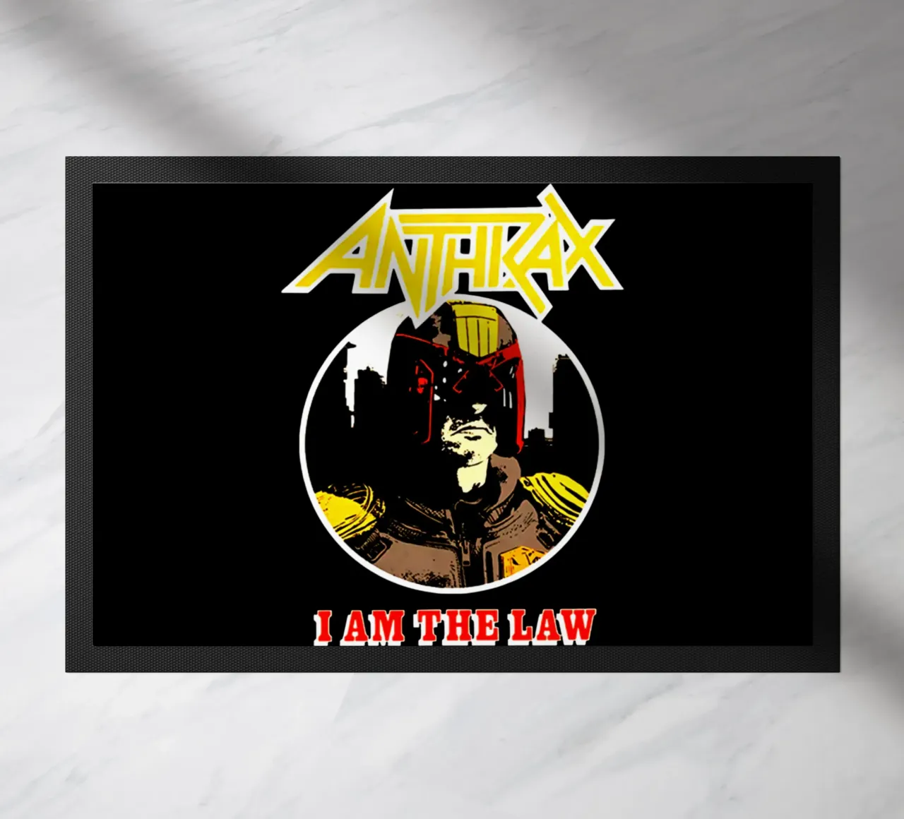 Cornice a cerchio vintage - Banda degli Anthrax zerbino da https://www.juniqe.com/uk/shop/Henndraws