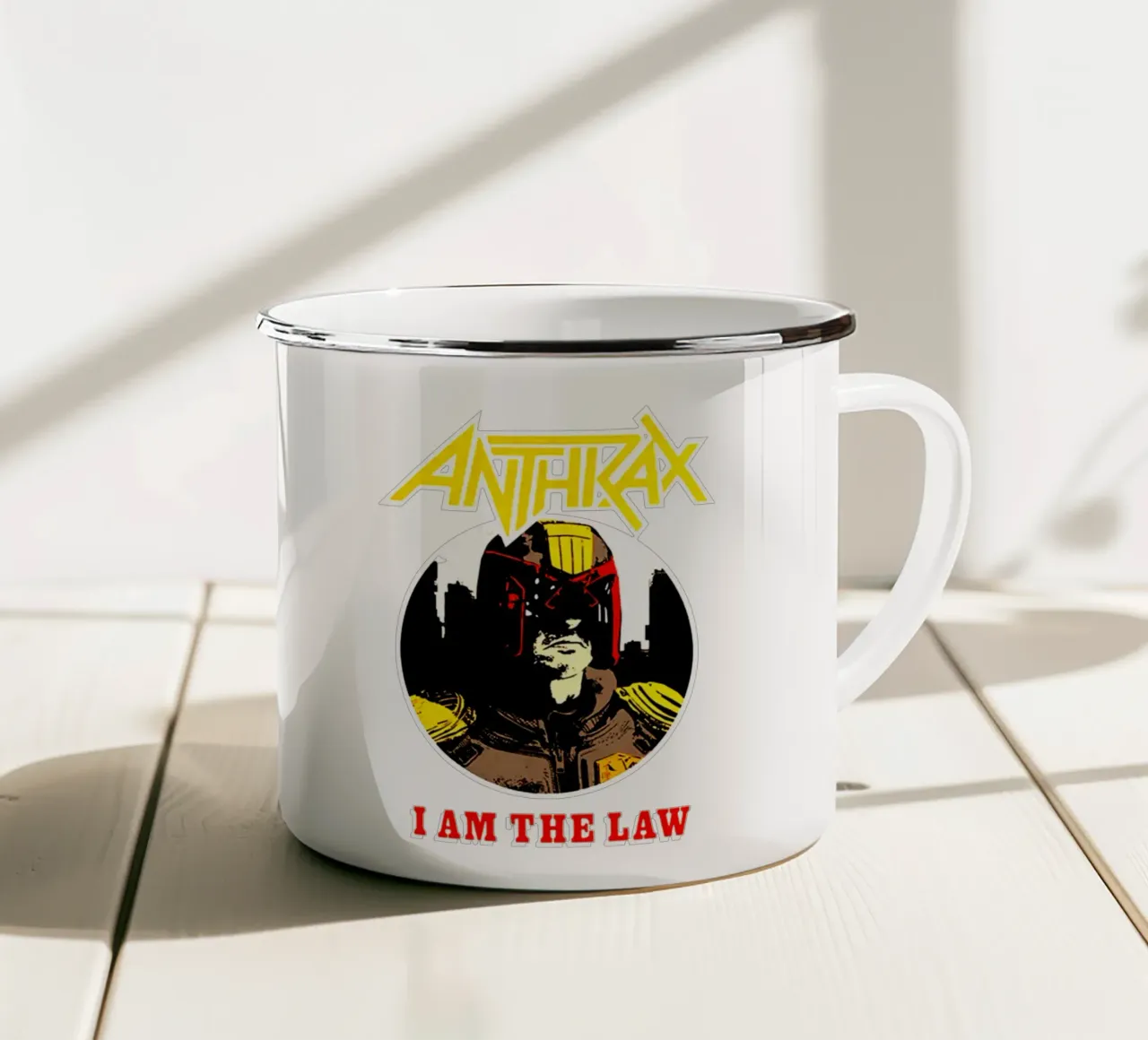 Cornice a cerchio vintage - Banda degli Anthrax tazza in smalto da https://www.juniqe.com/uk/shop/Henndraws