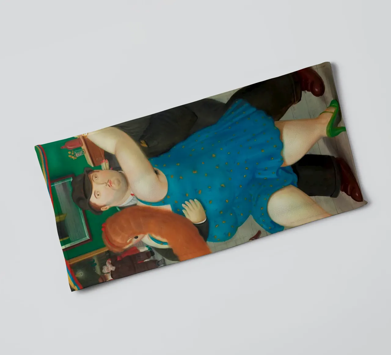 "Pareja Bailando" by Fernando Botero towel by Classic Art Prints