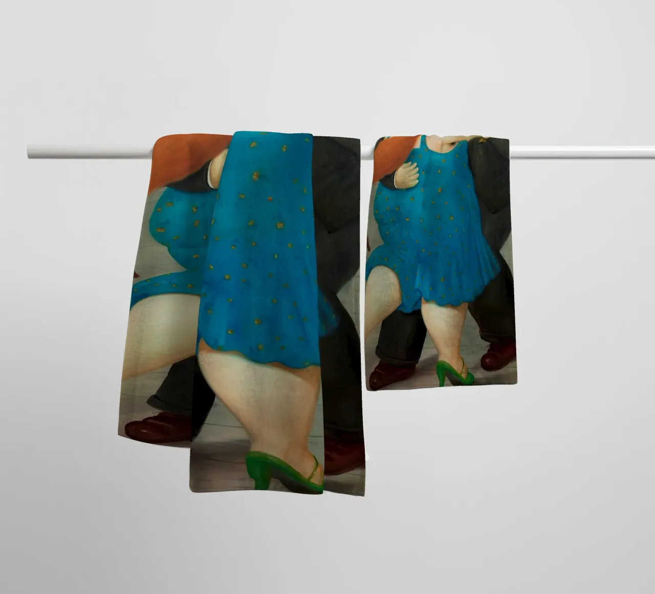 "Pareja Bailando" by Fernando Botero towel by Classic Art Prints