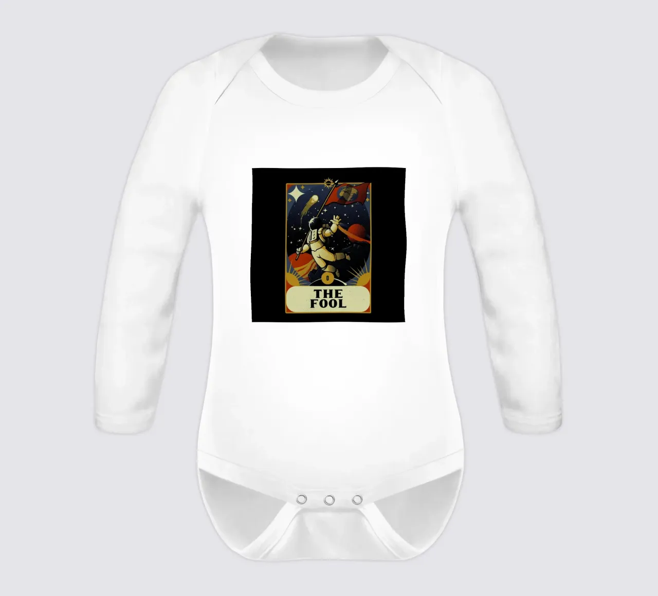 Astronaut Tarot Fool long-sleeve baby romper by Tobe Fonseca