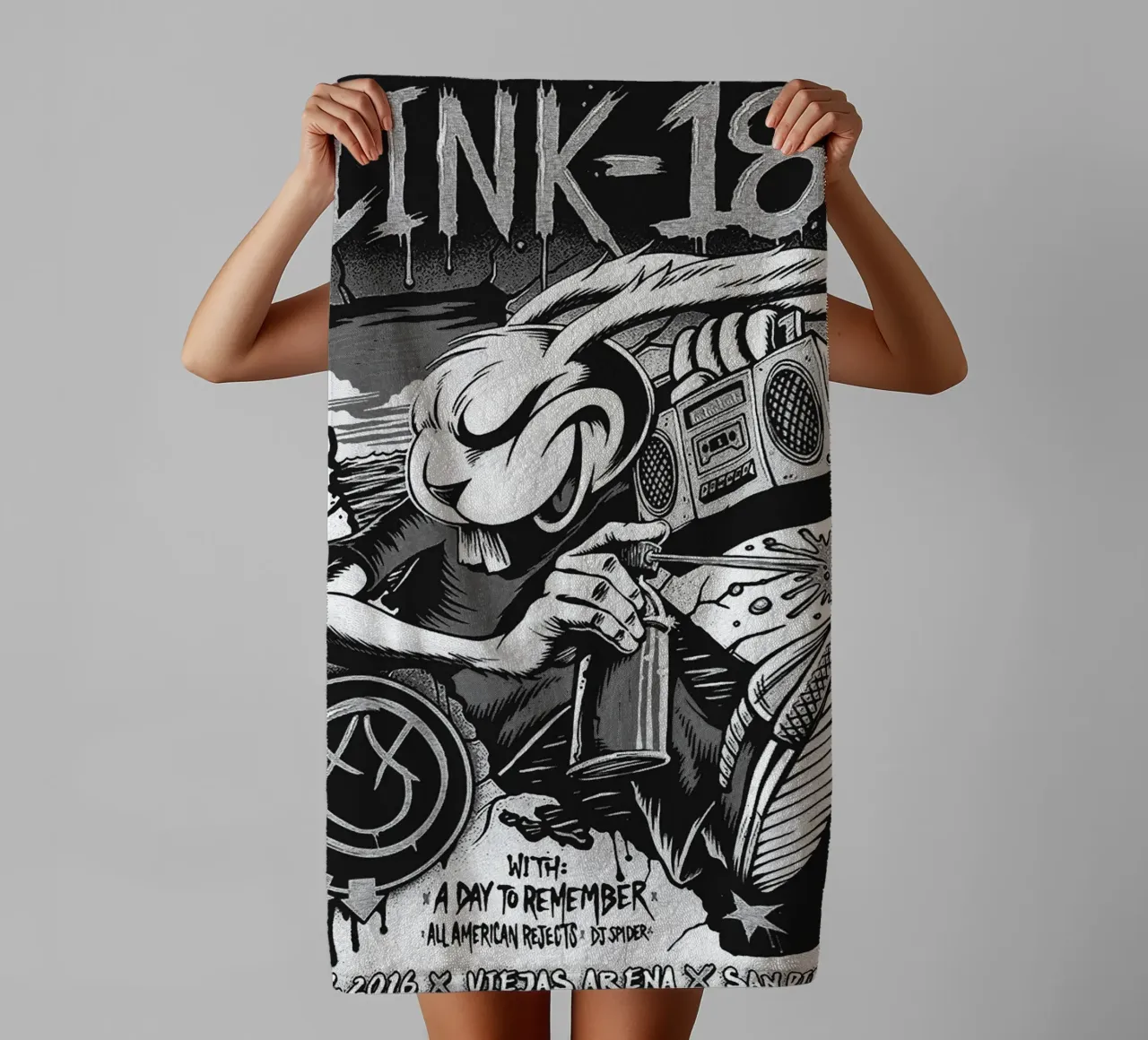 Art du groupe Blink-182 serviette de bain de vanhesling